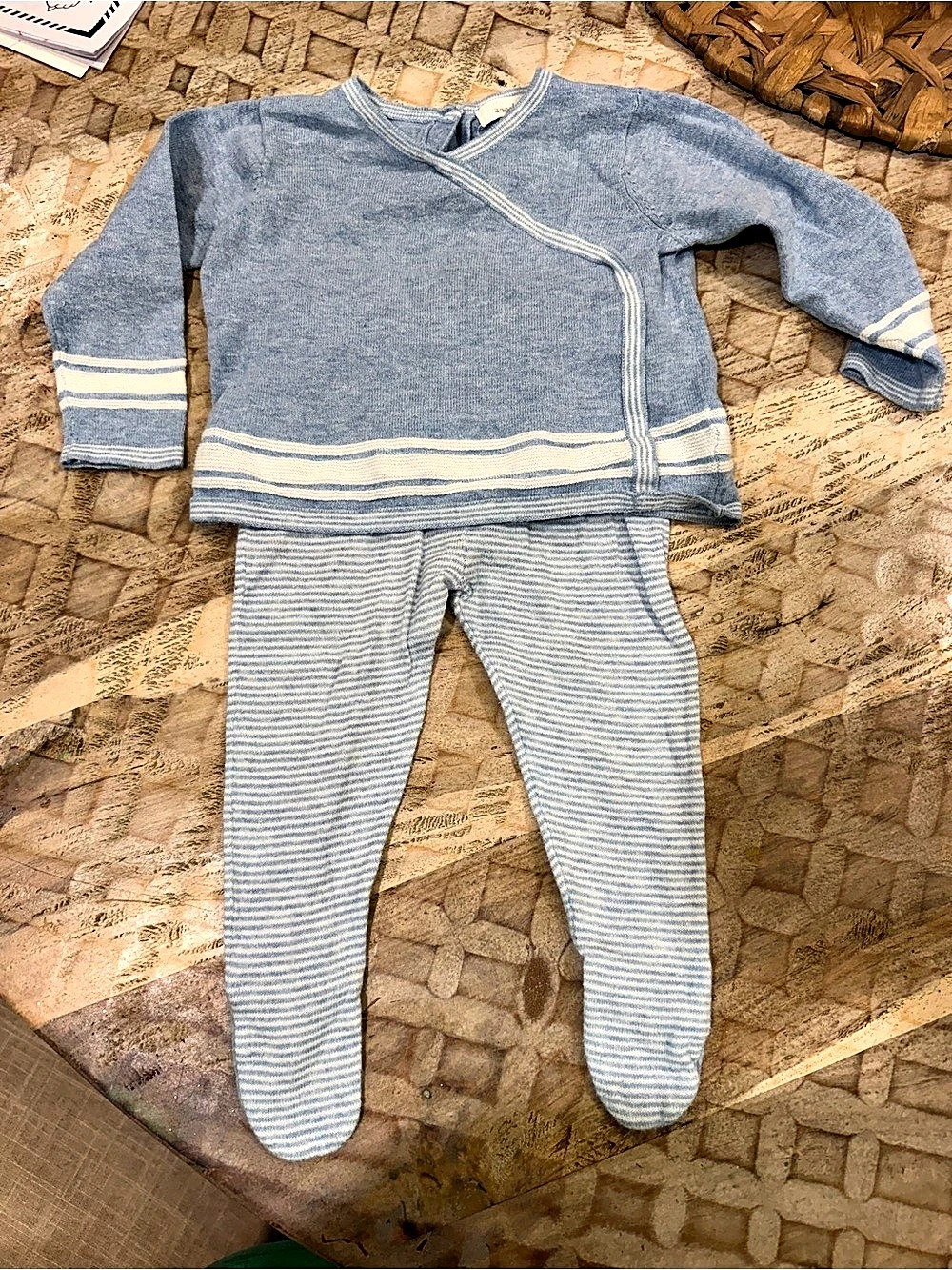 Angel Dear Blue Blizzard Long Sleeve Kimono & Footed Pant Set
